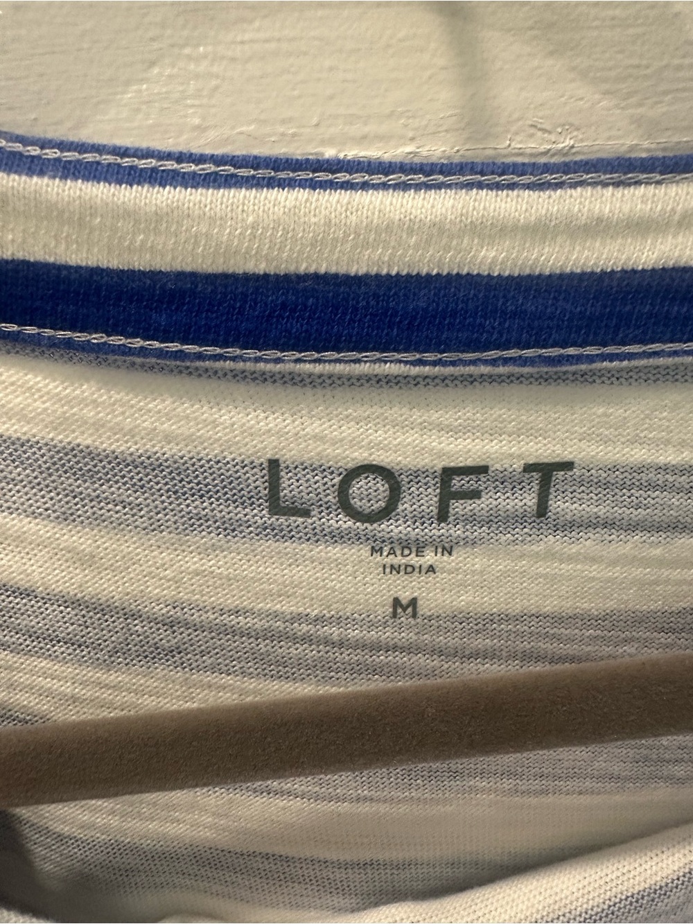 LOFT Blue and White Striped Tee with Lemon Accent - Picture 2 of 3
